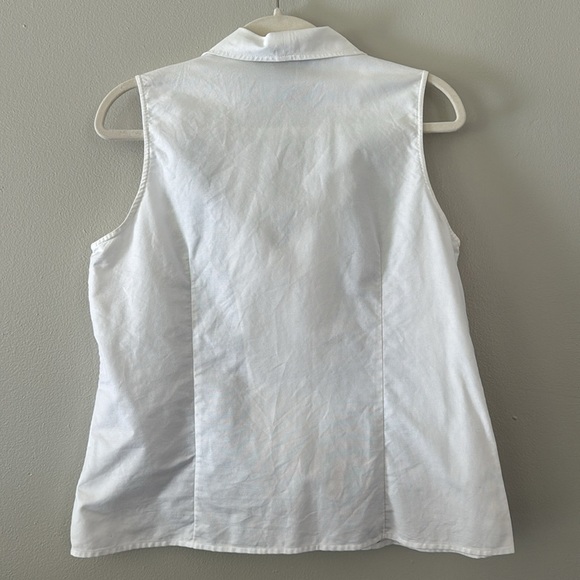 Brooks Brothers Supima Cotton White Sleeveless Button Down with Navy Embroidery - Picture 5 of 5